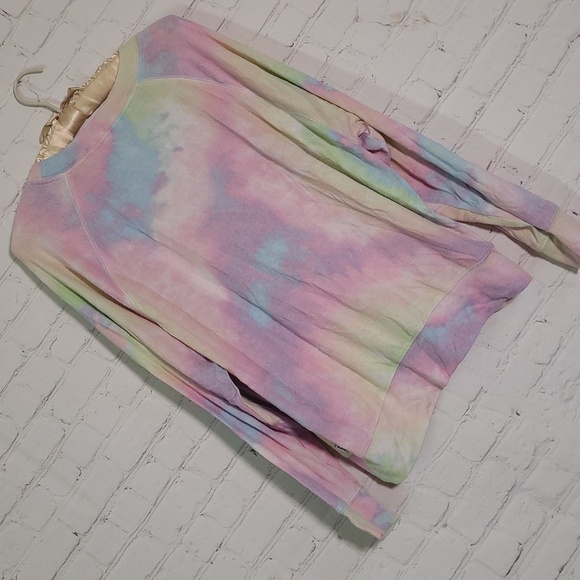 2019 Victorias Secret PINK Pastel Rainbow Tie Dye Long Sleeve Tee Womens XS - Picture 11 of 15